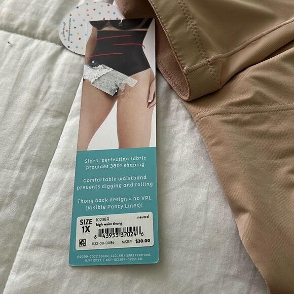 ASSETS by SPANX Flawless Finish High-Waist Shaping Thong, Beige, Size 1X, NWT - Picture 8 of 9